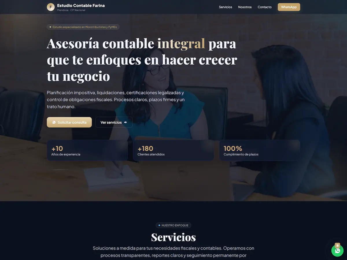 Sitio web para Estudio Contable Farina